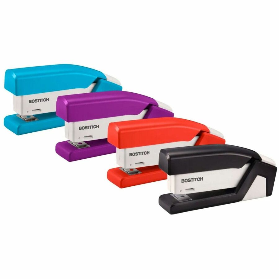 Bostitch InJoy Spring-Powered Antimicrobial Compact Stapler - 20 Sheets Capacity - 105 Staple Capacity - Half Strip - 1/4" Staple Size - Assorted