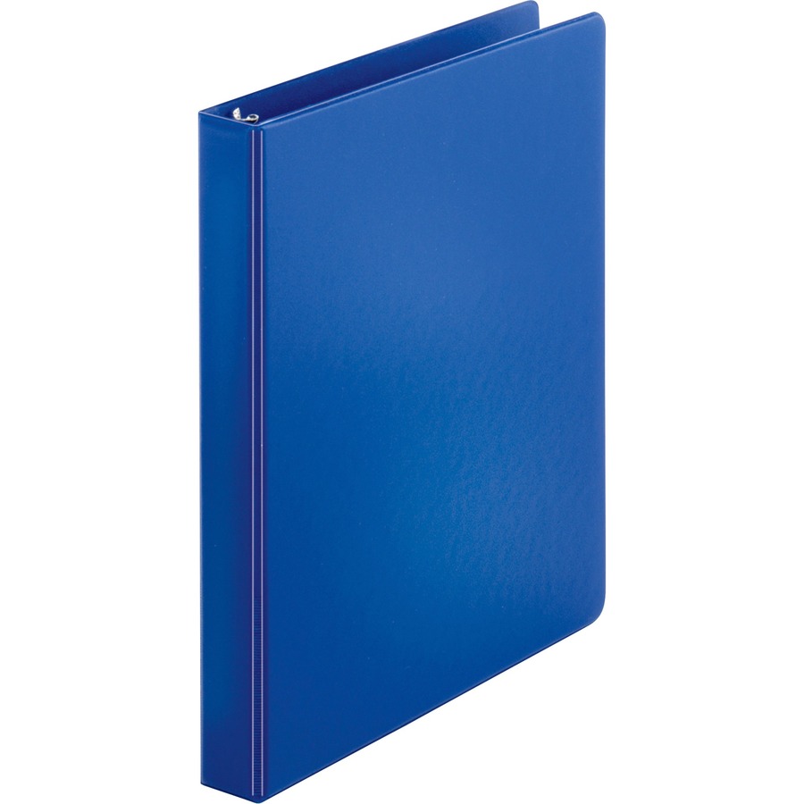 Business Source Basic Round-ring Binder - 1" Binder Capacity - Letter - 8 1/2" x 11" Sheet Size - 225 Sheet Capacity - 3 x Round Ring Fastener(s) - Inside Front & Back Pocket(s) - Chipboard, Polypropylene - Dark Blue - 12.80 oz - Exposed Rivet, Non Locking Mechanism, Open and Closed Triggers - 1 Each
