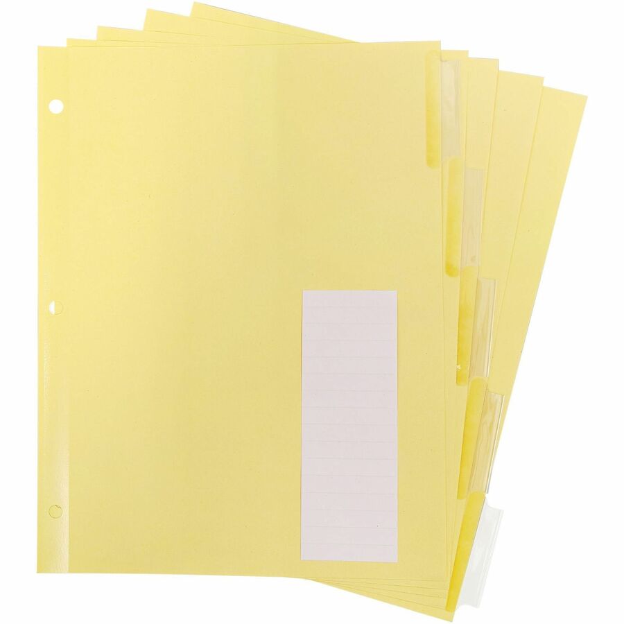 Business Source Buff Stock Ring Binder Indexes - 5 x Divider(s) - Blank Tab(s) - 5 Tab(s)/Set2" Tab Width - 8.5" Divider Width x 11" Divider Length - Letter - 3 Hole Punched - Buff Buff Paper Divider - Clear Tab(s) - 5 / Set