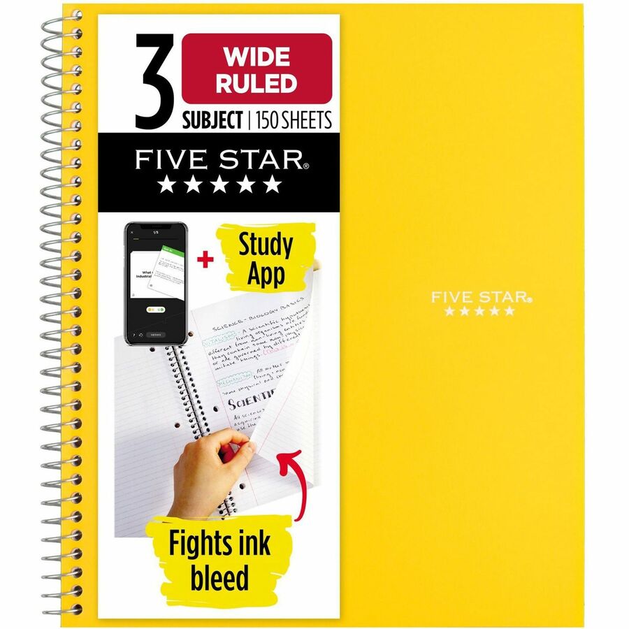 Five Star Three-subject Notebook - 150 Sheet - Wide Ruled - 8" x 10.5"