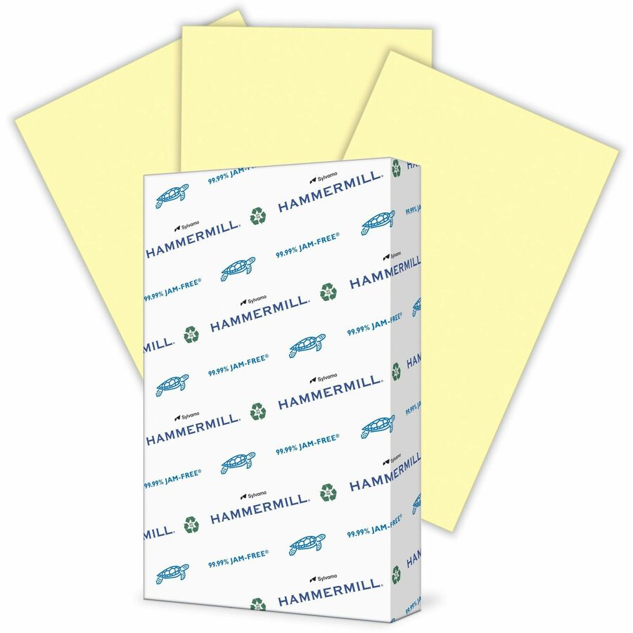 Hammermill Colors Recycled Copy Paper - Canary - Legal - 8 1/2" x 14" - 20 lb Basis Weight - 500 / Ream - FSC - Jam-free