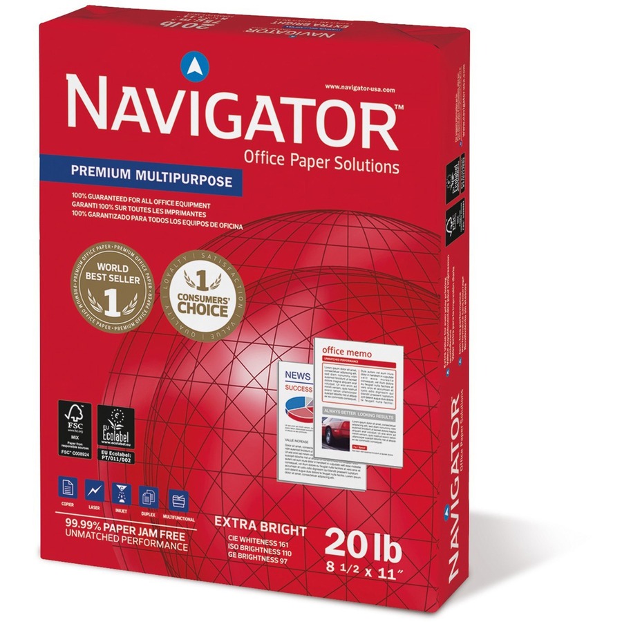 Navigator Premium Multipurpose Trusted Performance Paper - Extra Opacity - White - 97 Brightness - Letter - 8 1/2" x 11" - 20 lb Basis Weight - 5000 / Carton