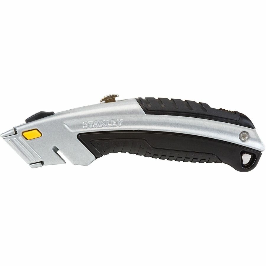 Stanley InstantChange Retractable Knife - Stainless Steel Blade - Retractable, Durable, Heavy Duty - Cast Metal - Black, Chrome - 6.5" Length - 1 Each