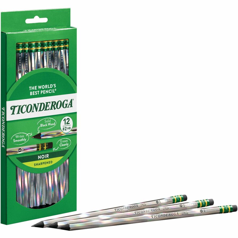 Ticonderoga Noir Pencils - #2 Lead - Black Lead - 1 Dozen