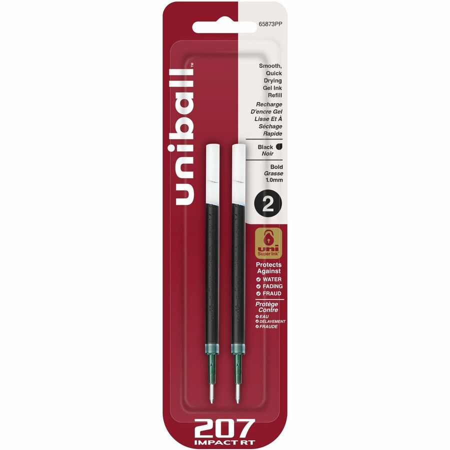 uniball™ 207 Impact RT Gel Pen Refill - 1 mm, Bold Point - Black Ink - Acid-free, Fade Proof, Water Proof, Super Ink - 2 / Pack