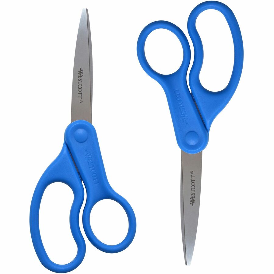Westcott Preferred All Purpose Scissors - 3.50" Cutting Length - 8" Overall Length - Straight-left/right - Stainless Steel - Pointed Tip - Blue - 1 / Pack