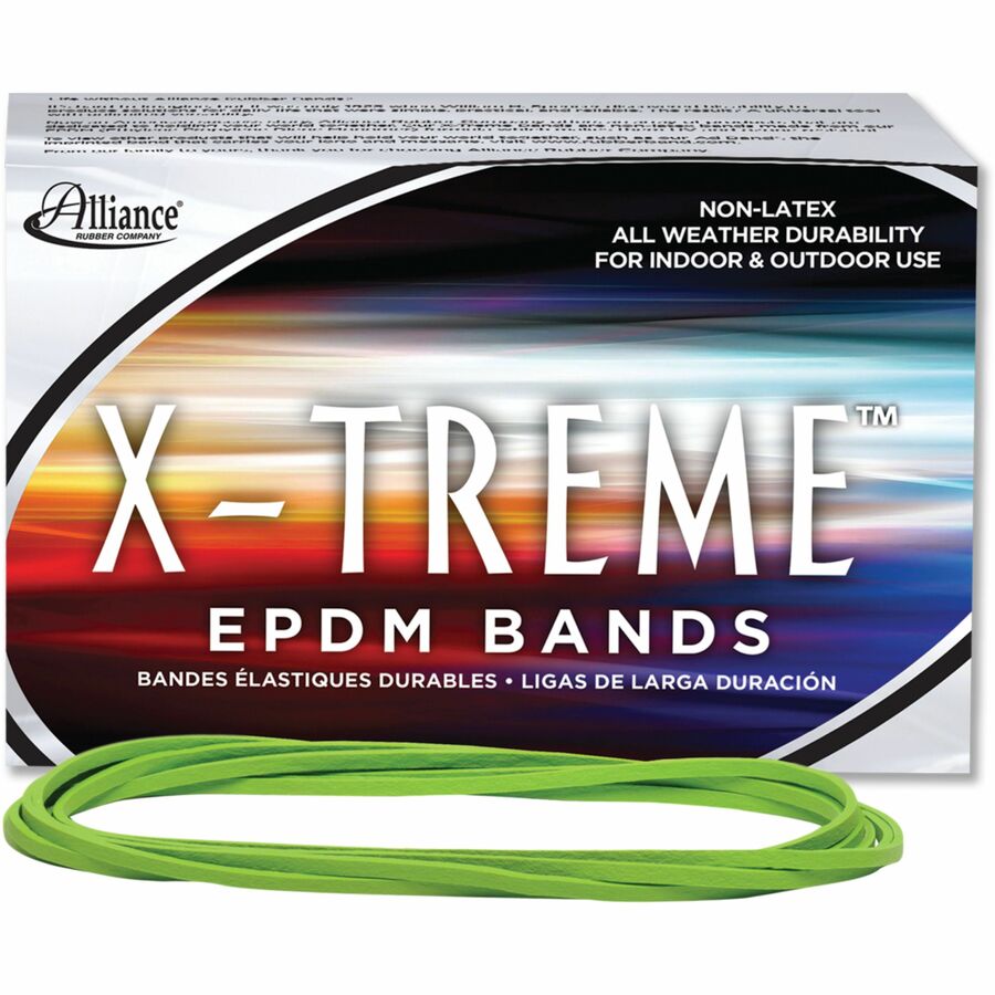 X-Treme X-treme Rubber Bands - 7" Length x 0.1" Width - Latex-free, Durable, UV Resistant, Ozone Resistant, Heavy Duty, Reusable - 200 / Box - Ethylene Propylene Diene Monomer (EPDM) - Lime Green
