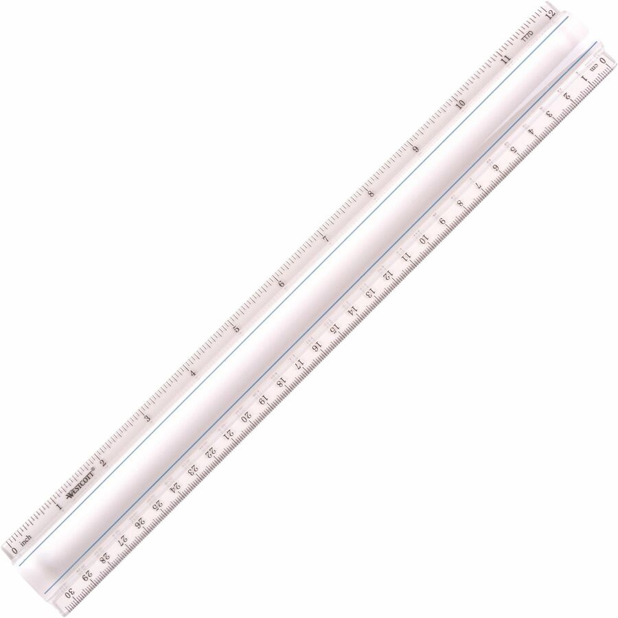 Acme United 12" Clear Magnifying Ruler - 12" Length - 1/16 Graduations - Imperial, Metric Measuring System - Glass - 1 Each - Clear