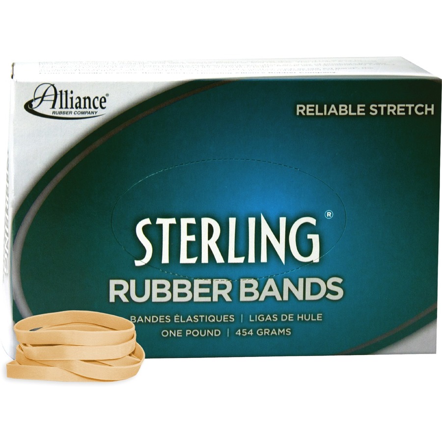 Alliance Rubber 24625 Sterling Rubber Bands - Size #62 - Approx. 600 Bands - 2 1/2" x 1/4" - Natural Crepe - 1 lb Box
