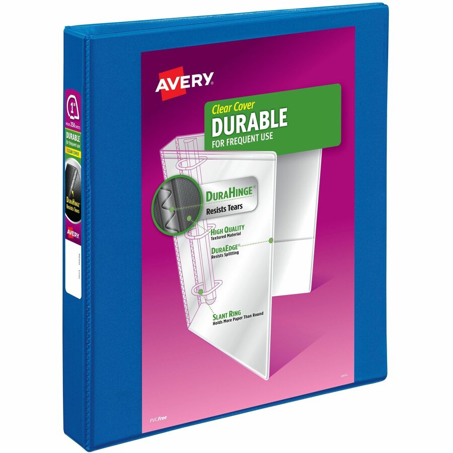 Avery® Durable View 3 Ring Binder - 1" Binder Capacity - Letter - 8 1/2" x 11" Sheet Size - 220 Sheet Capacity - 3 x Slant Ring Fastener(s) - 2 Pocket(s) - Polypropylene - Recycled - Pocket, Durable, Tear Resistant, Flexible, Split Resistant, Sturdy - 1 Each