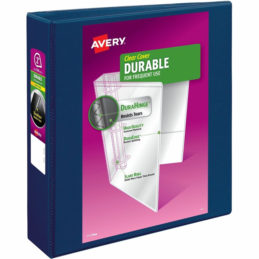 Avery® Durable View 3 Ring Binder - 2" Binder Capacity - Letter - 8 1/2" x 11" Sheet Size - 530 Sheet Capacity - 3 x Slant Ring Fastener(s) - 2 Pocket(s) - Polypropylene - Recycled - Pocket, Durable, Tear Resistant, Flexible, Split Resistant, Sturdy - 1 Each