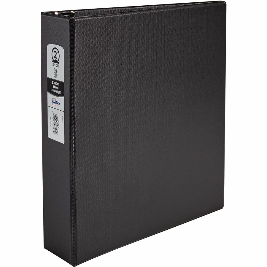 Avery® Economy Binder - 2" Binder Capacity - Letter - 8 1/2" x 11" Sheet Size - 375 Sheet Capacity - 3 x Round Ring Fastener(s) - 2 Internal Pocket(s) - Vinyl - Black - Recycled - Non Locking Mechanism - 1 Each