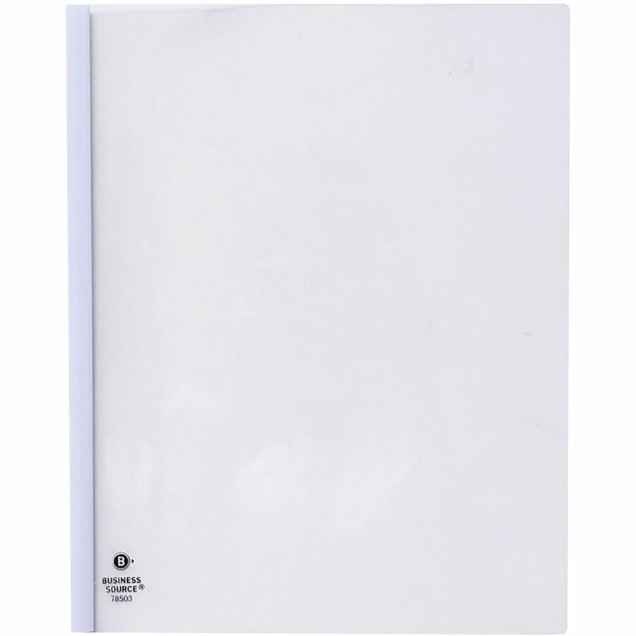 Business Source Report Cover - 1/8" Folder Capacity - 8 1/8" x 11" - Polypropylene - White - 50 / Box