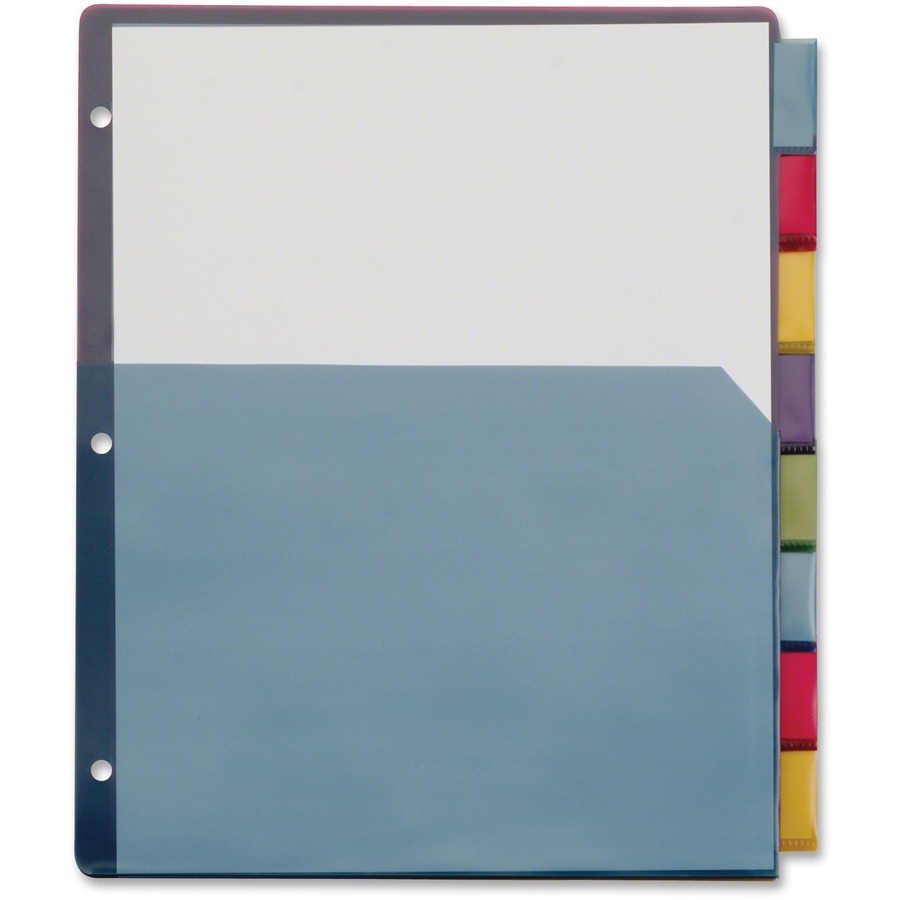 Cardinal Extra-tough Poly Dividers - 8 Tab(s) - 8 Tab(s)/Set - Letter - 8.50" Width x 11" Length - 3 Hole Punched - Multicolor Poly Divider - 32 / Pack
