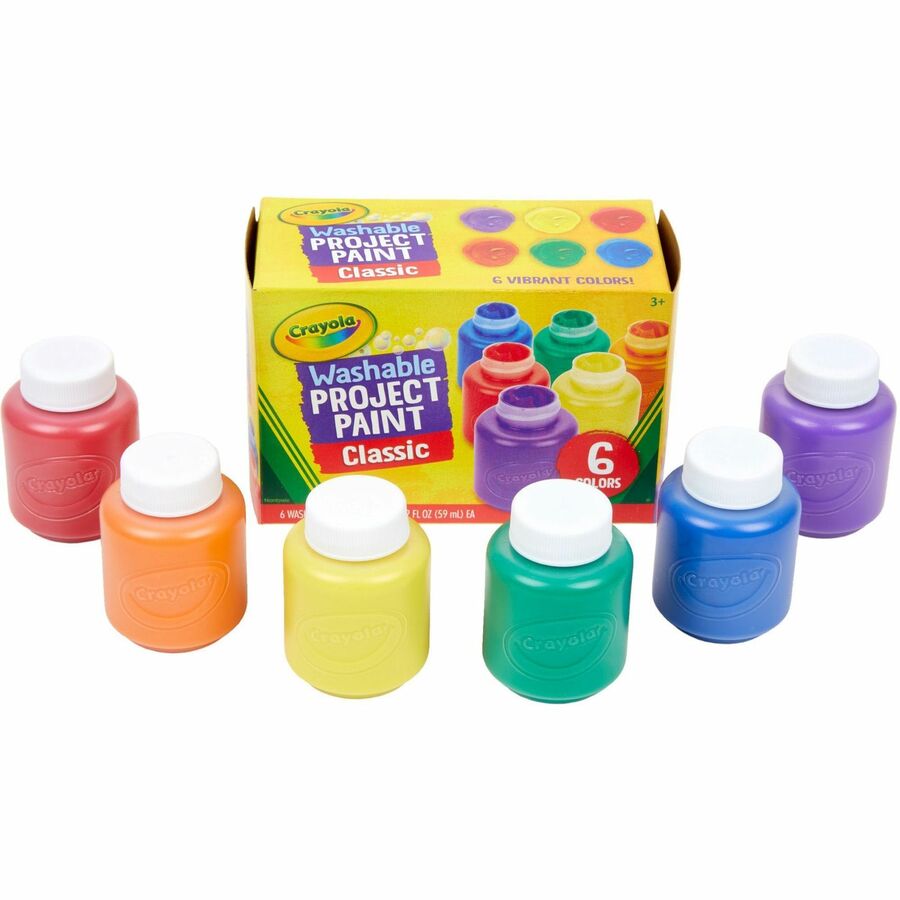 Crayola Crayola Washable Kids' Paint Set - 2 fl oz - 6 / Set - Yellow, White, Orange, Green, Red, Blue