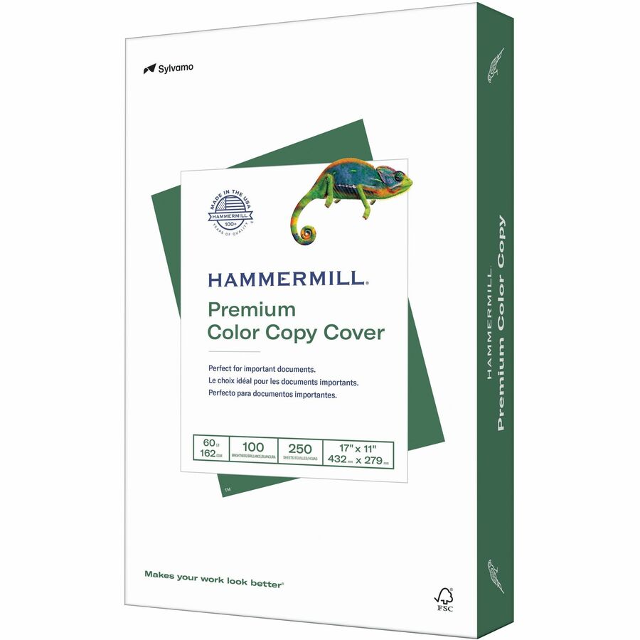 Hammermill Color Copy Cover for Color Copiers, Inkjet & Laser Printers - White - 100 Brightness - Ledger/Tabloid - 11" x 17" - 60 lb Basis Weight - Ultra Smooth - 250 / Pack - FSC