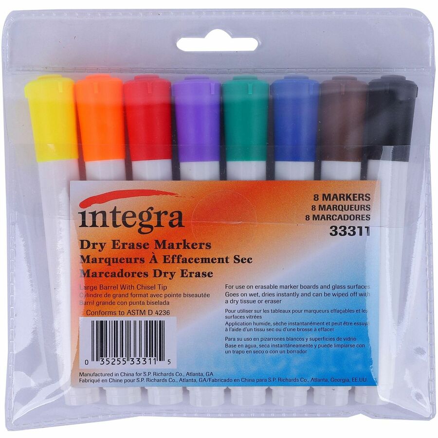 Integra Chisel Point Dry-erase Markers - Chisel Marker Point Style - Assorted - 1 / Set