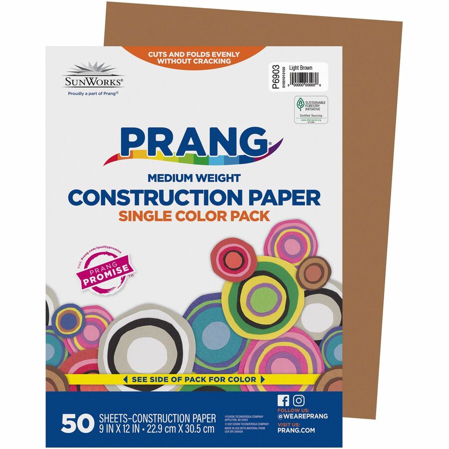 Prang Construction Paper - Art - 0.40"Height x 12"Width x 9"Length - 50 / Pack - Light Brown - Paper
