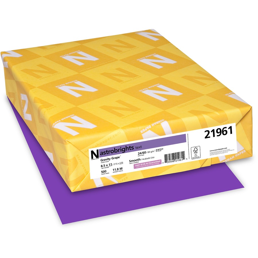 Astrobrights Color Paper - Grape - Letter - 8 1/2" x 11" - 24 lb Basis Weight - 500 / Ream - FSC - Acid-free, Lignin-free