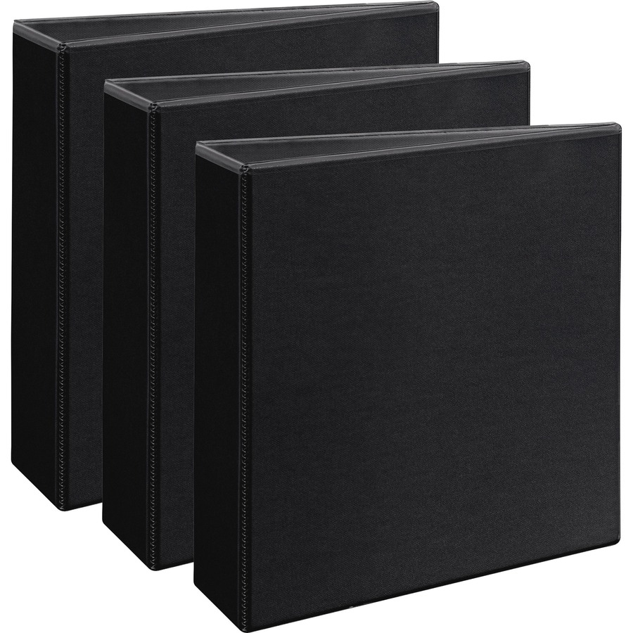 Avery® Durable View Binders - EZD Rings - 3" Binder Capacity - Letter - 8 1/2" x 11" Sheet Size - 670 Sheet Capacity - 3 x D-Ring Fastener(s) - 4 Internal Pocket(s) - Poly - Black - Recycled - Easy Insert Spine, Exposed Rivet, Gap-free Ring, Stacked Pocket - 3 / Bundle