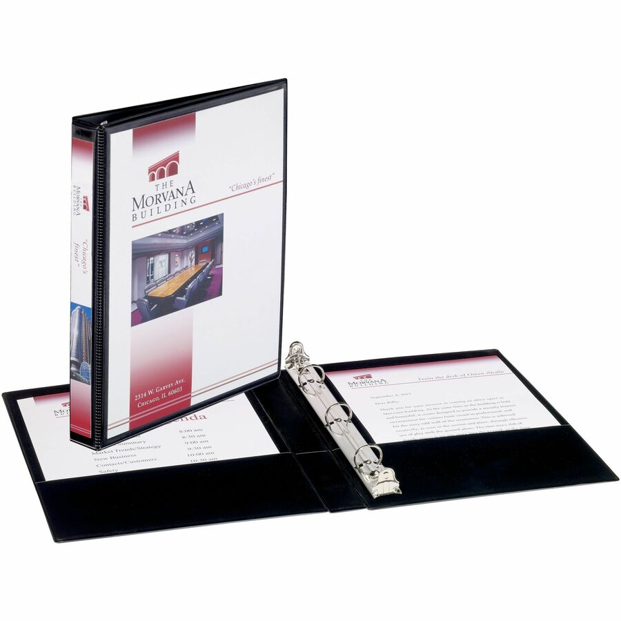 Avery® Mini Durable View Binder - 1/2" Binder Capacity - Half-letter - 5 1/2" x 8 1/2" Sheet Size - 100 Sheet Capacity - 3 x Round Ring Fastener(s) - 2 Pocket(s) - Polypropylene - Pocket, Durable, Pen Holder - 1 Each