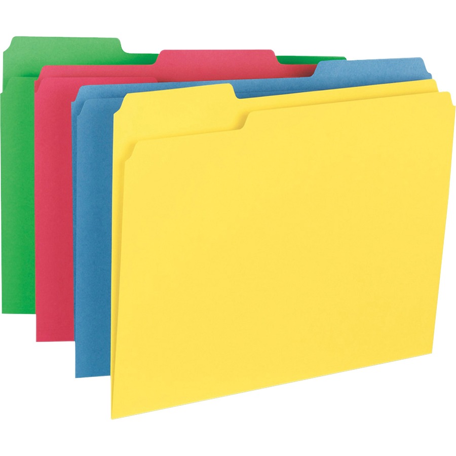Business Source 1/3 Tab Cut Letter Recycled Top Tab File Folder - 8 1/2" x 11" - Top Tab Location - Assorted Position Tab Position - Green - 10% Recycled - 100 / Box