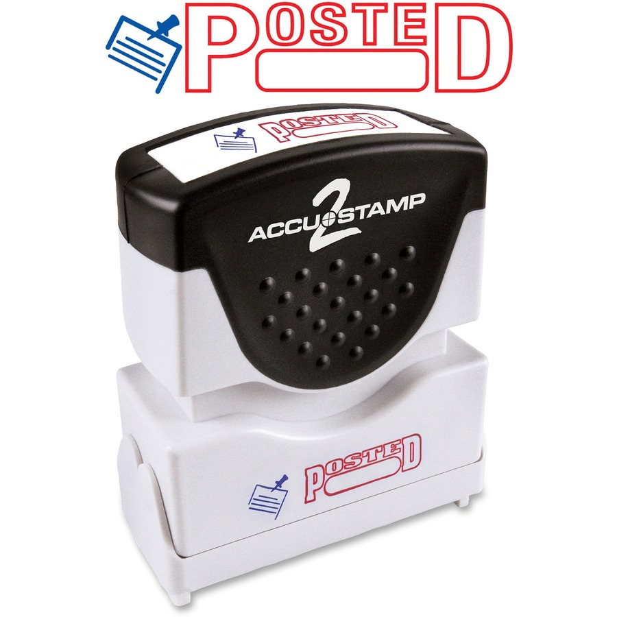 COSCO 2-Color Shutter Stamp - Message Stamp - "POSTED" - 0.50" Impression Width - 20000 Impression(s) - Red, Blue - Rubber, Plastic - 1 Each
