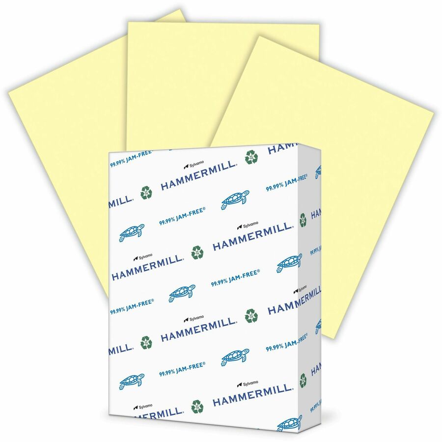 Hammermill Colors Recycled Copy Paper - Canary - 96 Brightness - Letter - 8 1/2" x 11" - 24 lb Basis Weight - Smooth - 500 / Ream - SFI - Jam-free, Acid-free