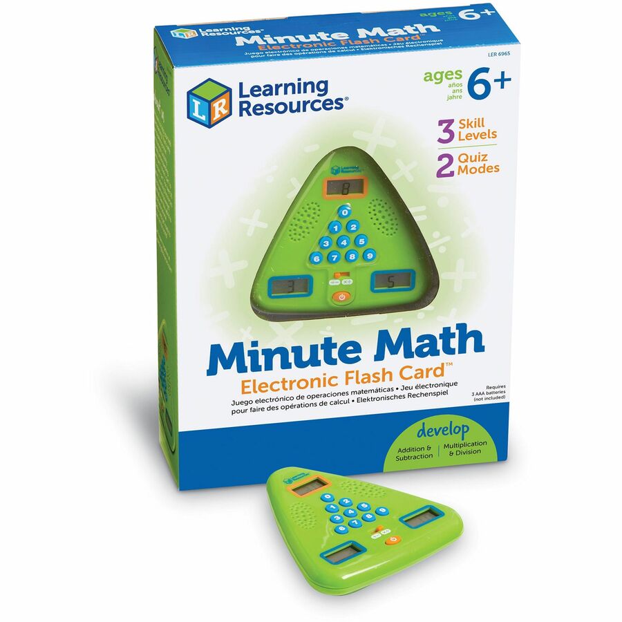 Learning Resources Minute Math Electronic Flash Card - Skill Learning: Equation Solving, Visual Processing, Audio Feedback, Addition, Subtraction, Multiplication, Division, Number, Mathematics, Algebra, Color, ...