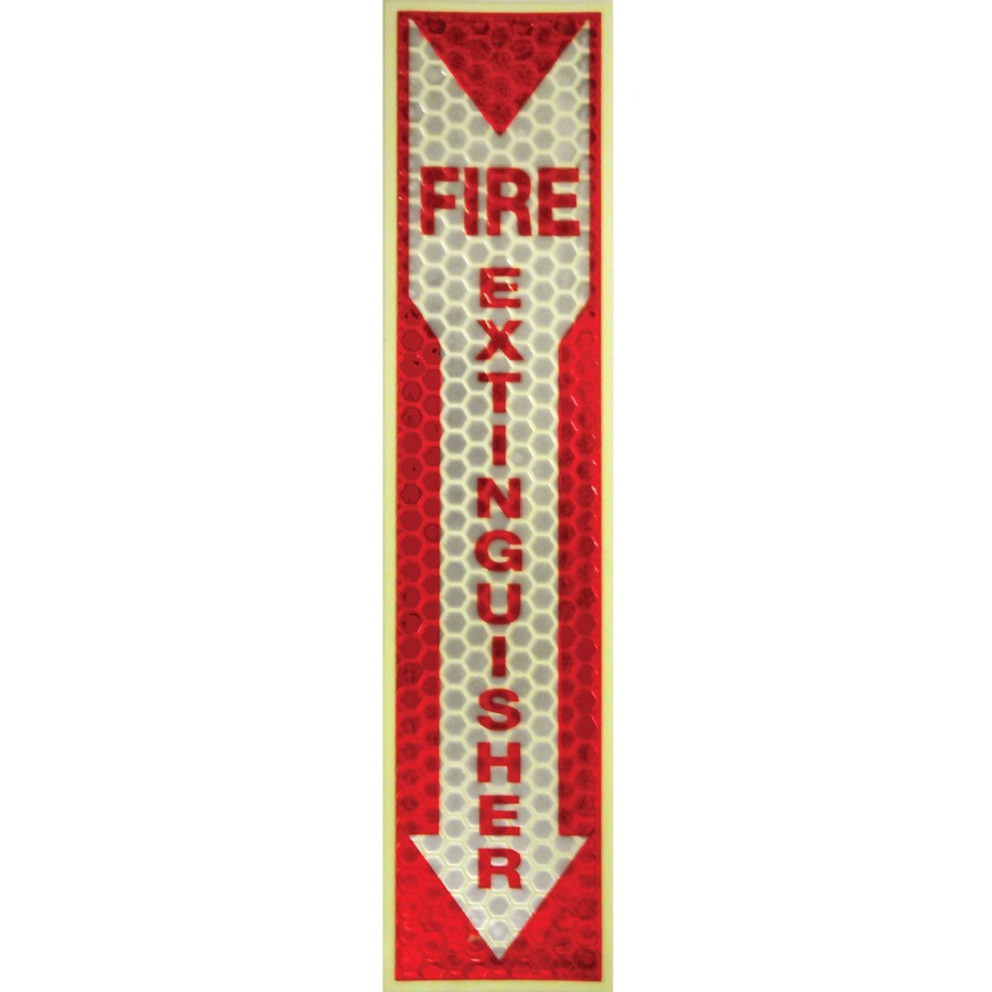 Miller's Creek Luminous Fire Extinguisher Sign - 1 Each - Fire Extinguisher Print/Message - 4" Width x 16.8" Height - Rectangular Shape - Red Print/Message Color - Reflective, Flexible, Adhesive, Recyclable - Red