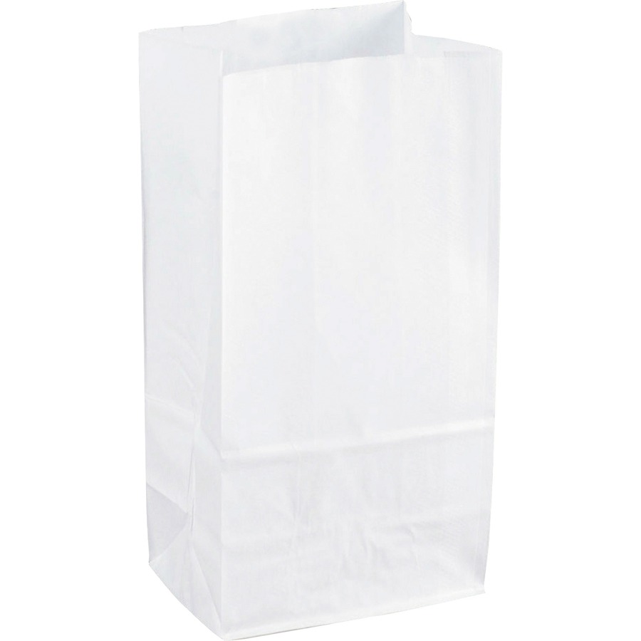 Sparco White Kraft Paper Bags - 6" Width x 11" Length - White - Paper - 100/Pack