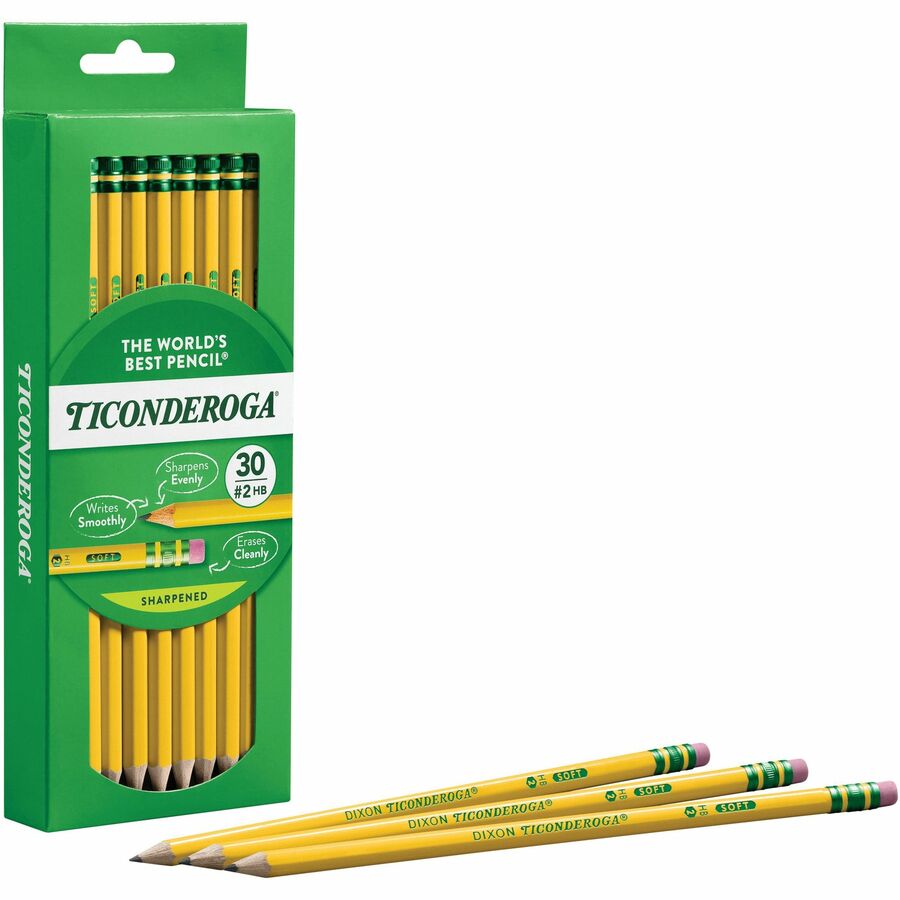 Ticonderoga Presharpened No. 2 Pencils - #2 Lead - Yellow Cedar Barrel - 30 / Box