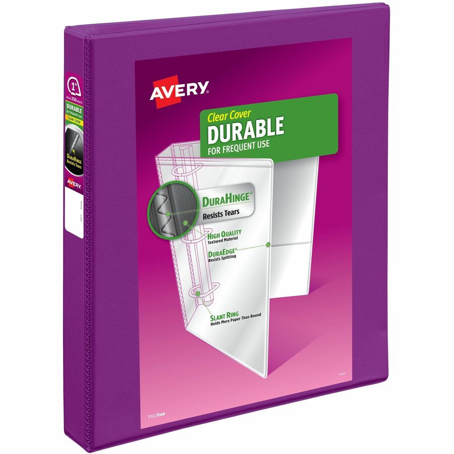 Avery® Durable View 3 Ring Binder - 1" Binder Capacity - Letter - 8 1/2" x 11" Sheet Size - 220 Sheet Capacity - 3 x Slant Ring Fastener(s) - 2 Pocket(s) - Polypropylene - Recycled - Pocket, Durable - 1 Each