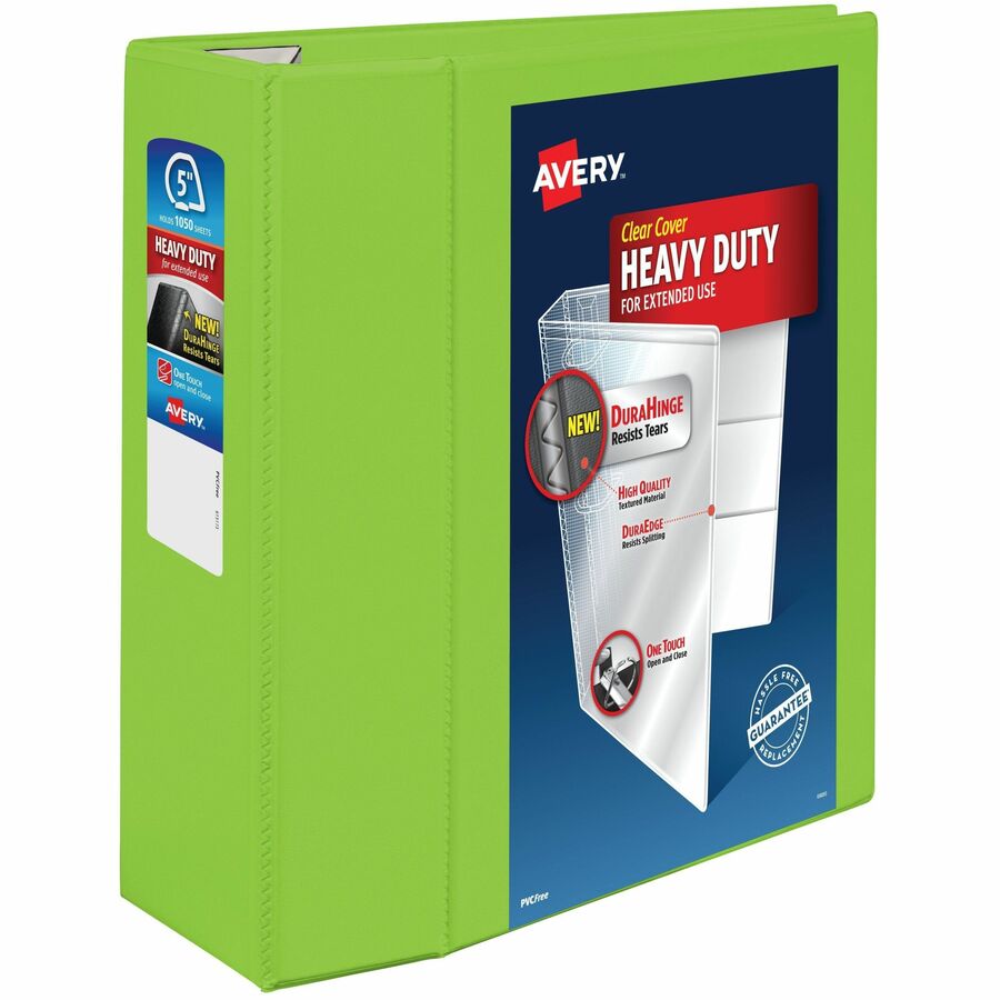 Avery® Heavy-Duty View Chartreuse 5" Binder (79815) - Avery® Heavy-Duty View 3 Ring Binder, 5" One Touch EZD® Rings, 2.3/4.8" Spine, 1 Chartreuse Binder (79815)