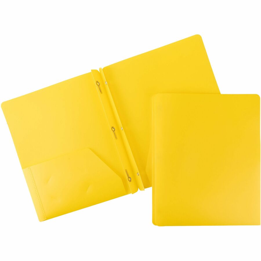Business Source Letter Portfolio - 8 1/2" x 11" - 50 Sheet Capacity - 3 x Prong Fastener(s) - 2 Pocket(s) - Yellow - 1 Each