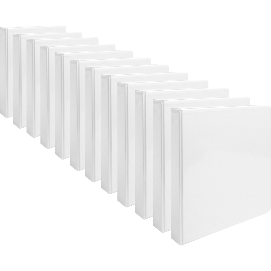 Business Source Round-ring View Binder - 1" Binder Capacity - Letter - 8 1/2" x 11" Sheet Size - 225 Sheet Capacity - Round Ring Fastener(s) - 2 Internal Pocket(s) - Chipboard, Polypropylene - White - Wrinkle-free, Gap-free Ring, Clear Overlay, Non Locking Mechanism, Sturdy, Non-glare, Durable - 12 / Carton