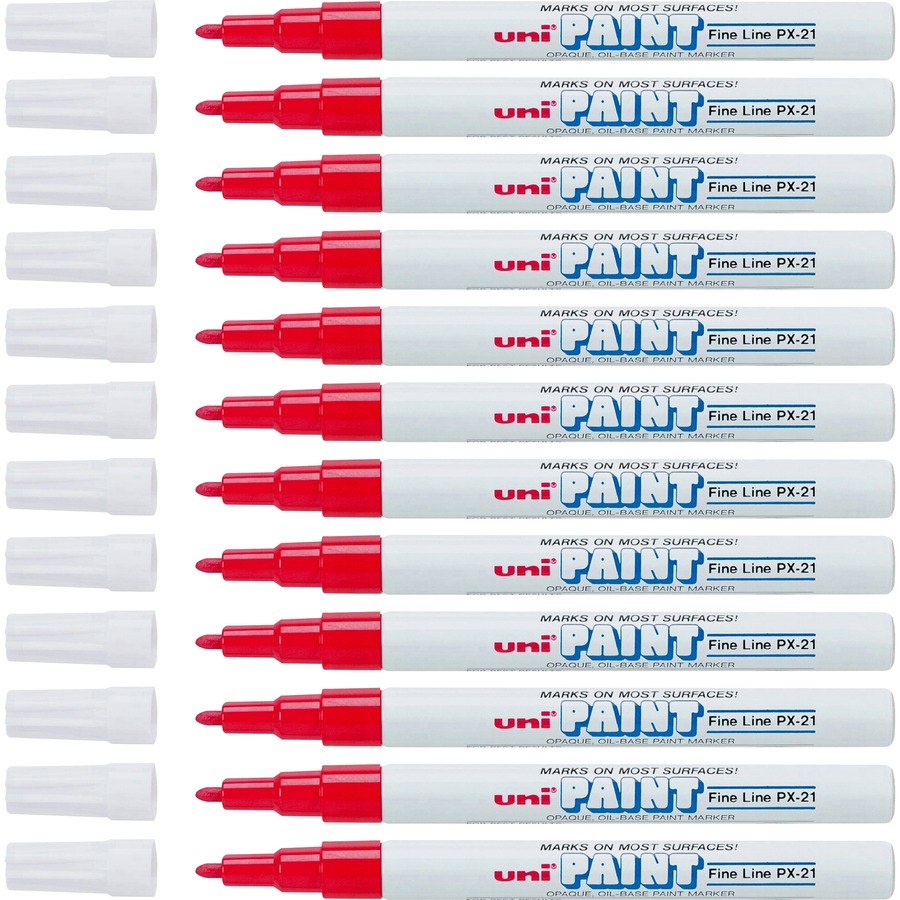 uni® uni-Paint PX-21 Oil-Based Marker - Fine Marker Point - Red Oil Based Ink - 1 Dozen