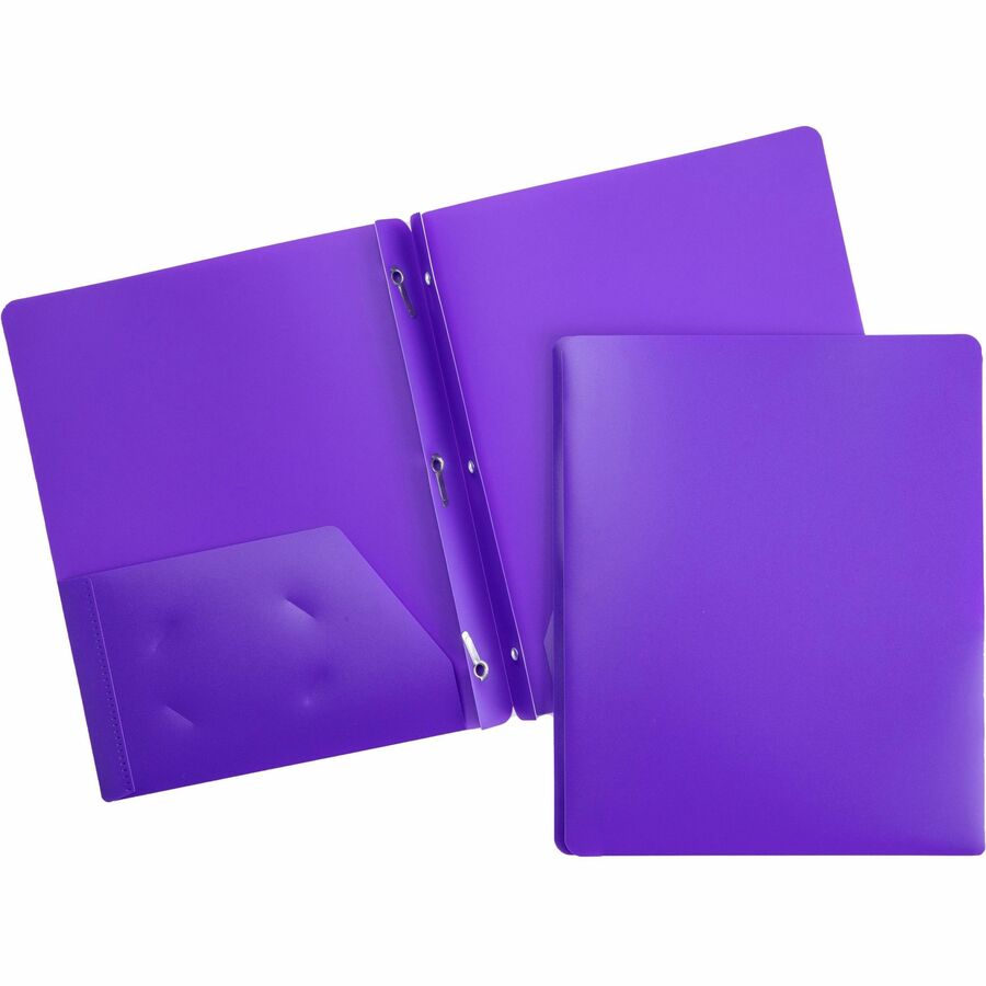 Business Source Letter Portfolio - 8 1/2" x 11" - 50 Sheet Capacity - 3 x Prong Fastener(s) - 2 Pocket(s) - Purple - 1 Each