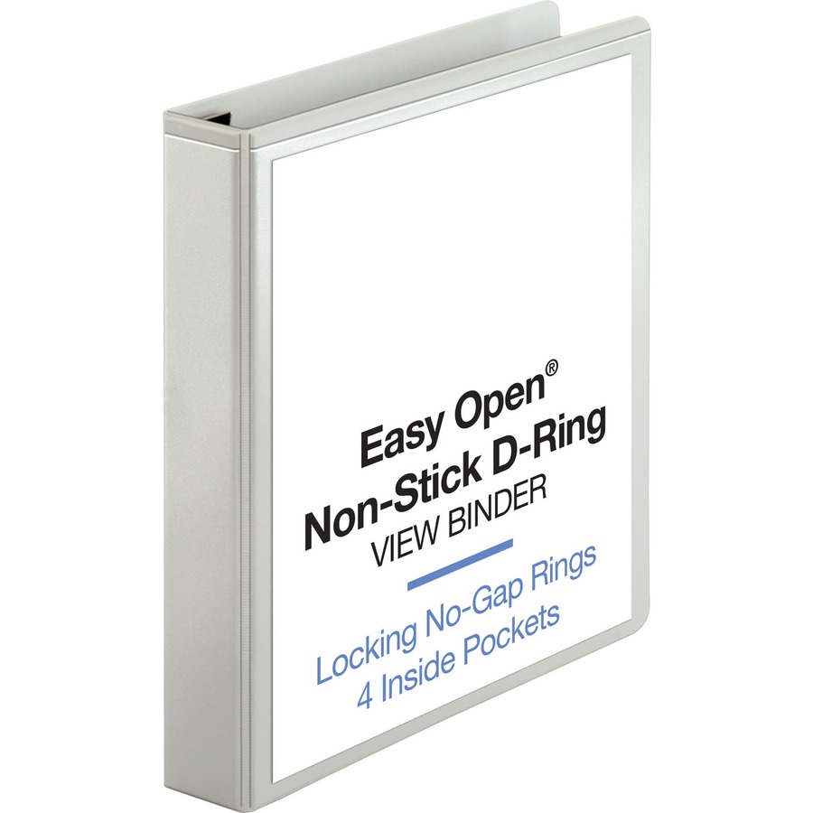 Business Source Locking D-Ring View Binder - 1 1/2" Binder Capacity - Letter - 8 1/2" x 11" Sheet Size - 325 Sheet Capacity - D-Ring Fastener(s) - 4 Inside Front & Back Pocket(s) - Polypropylene, Chipboard - Black - Recycled - Acid-free, Non-glare, Clear Overlay, Locking Ring, Non-stick, Exposed Rivet, Sturdy - 1 Each