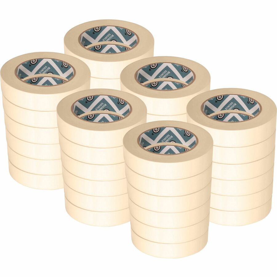 Business Source Utility-purpose Masking Tape - 60 yd Length x 1" Width - 3" Core - Crepe Paper Backing - 36 / Carton - Tan