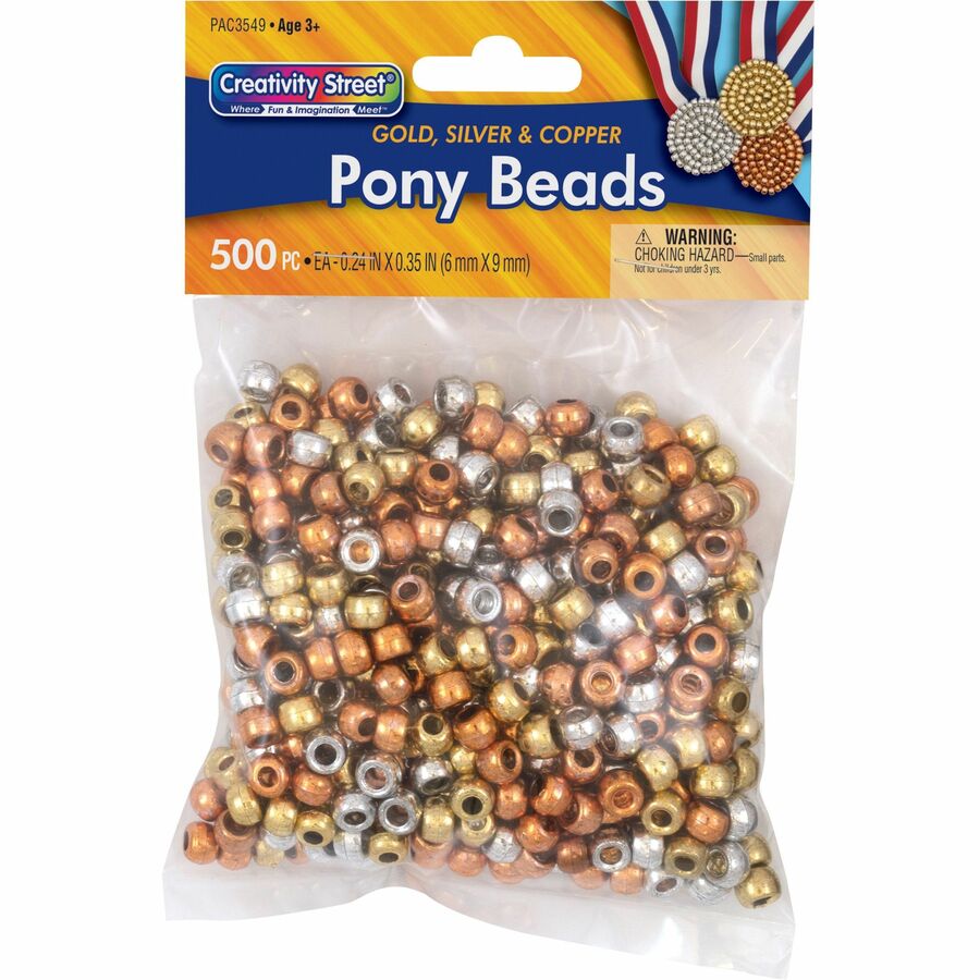 Creativity Street Metallic Pony Beads - Skill Learning: Arts & Crafts, Creativity - Assorted