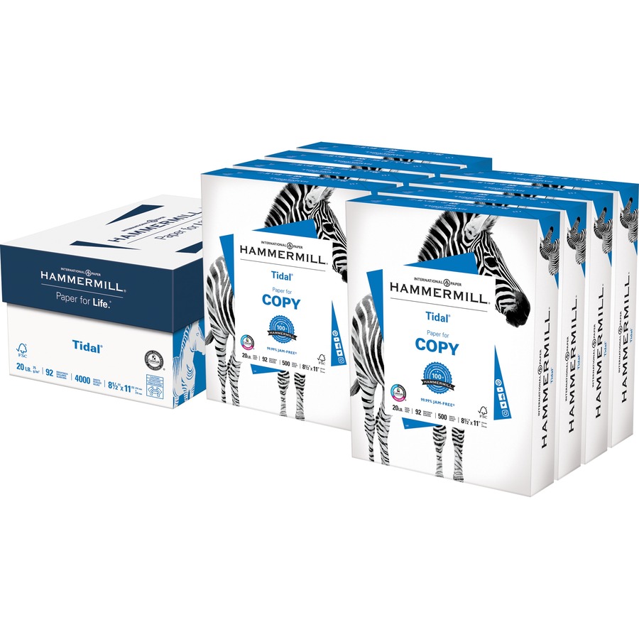 International Paper International Paper Tidal Paper - White - 92 Brightness - Letter - 8 1/2" x 11" - 20 lb Basis Weight - 75 g/m² Grammage - 8 / Carton