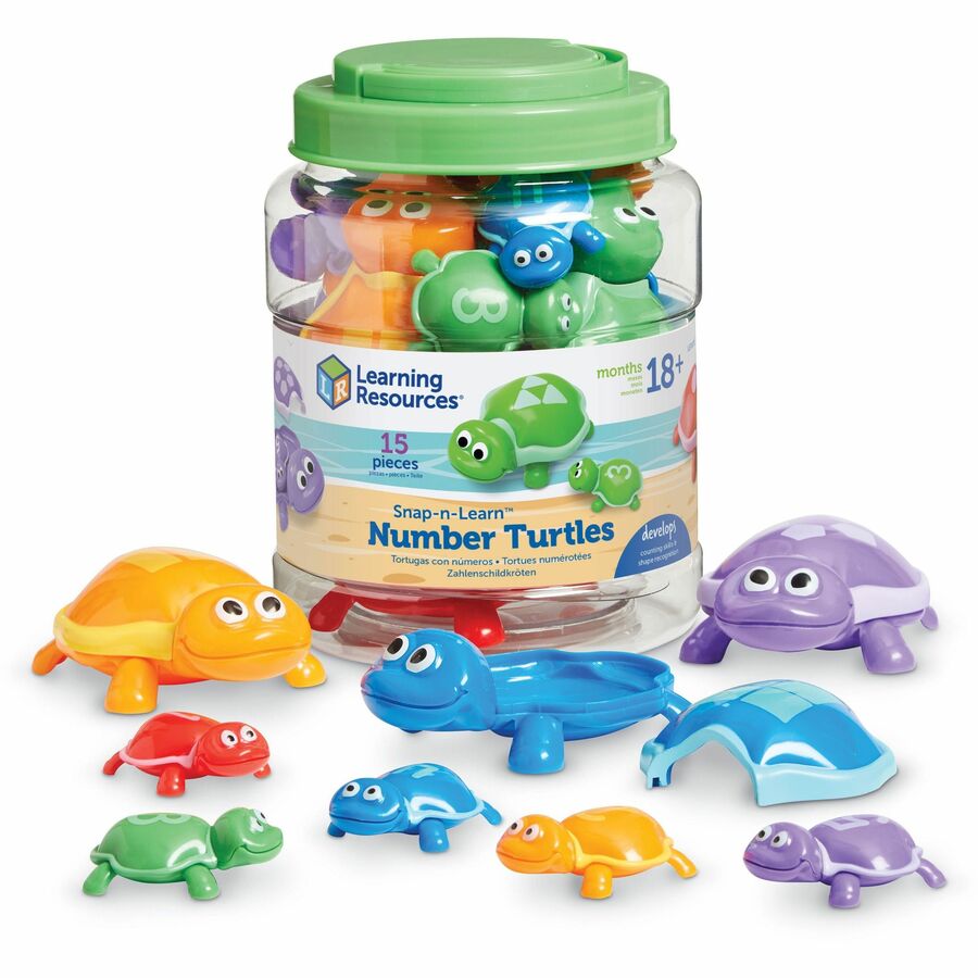 Learning Resources Snap-n-Learn Number Turtles - Skill Learning: Shape, Color, Number, Matching, One-to-One Correspondence, Counting, Motor Skills, Motor Planning, Visual - 2 Year & Up