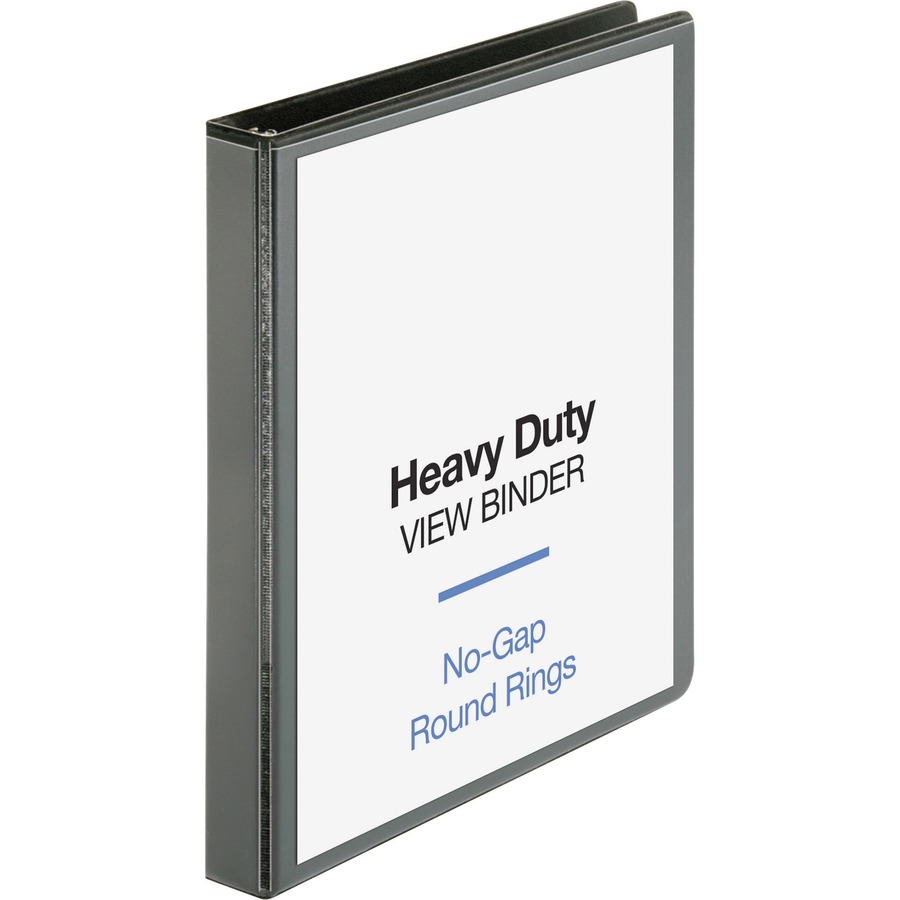 Business Source Heavy-duty View Binder - 1" Binder Capacity - Letter - 8 1/2" x 11" Sheet Size - 225 Sheet Capacity - Round Ring Fastener(s) - 2 Internal Pocket(s) - Polypropylene-covered Chipboard - White - Wrinkle-free, Non-glare, Ink-transfer Resistant, Gap-free Ring, Durable, Exposed Rivet, Heavy Duty - 1 Each