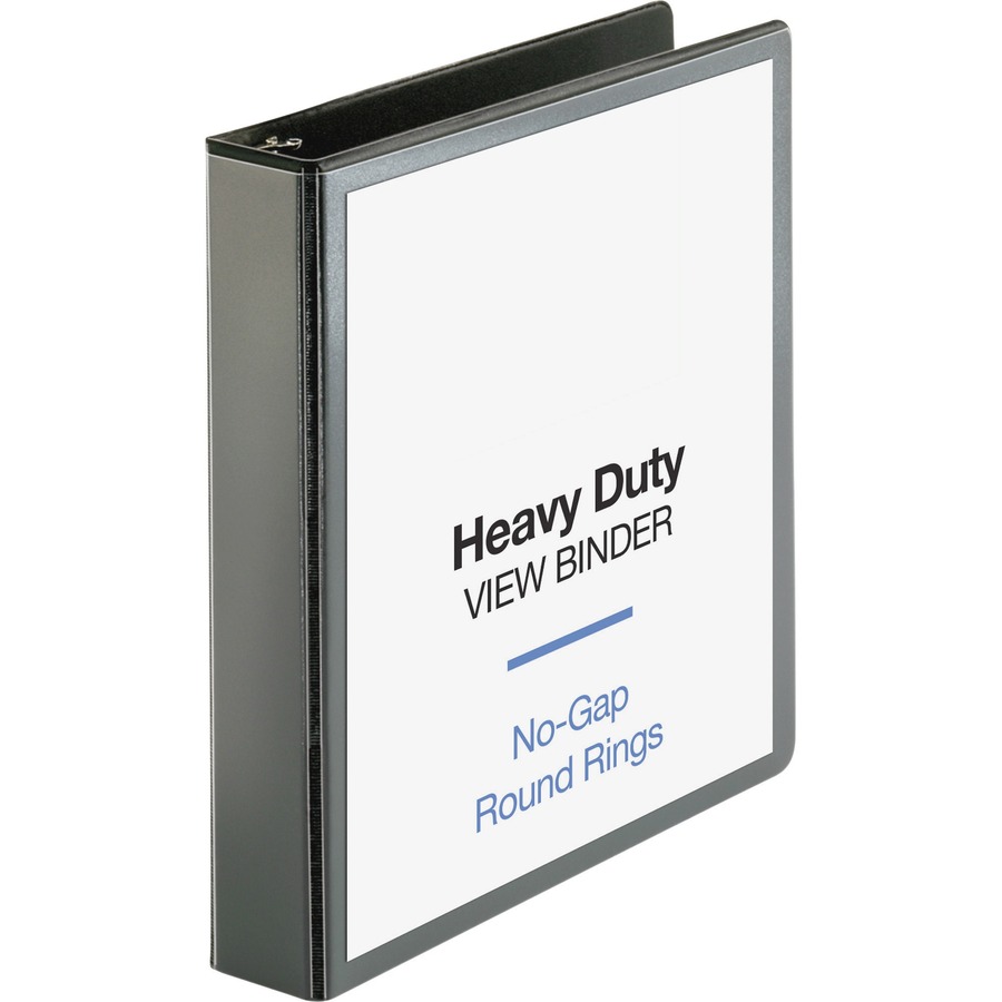 Business Source Premium Round Ring View Binder - 1 1/2" Binder Capacity - Letter - 8 1/2" x 11" Sheet Size - 350 Sheet Capacity - Round Ring Fastener(s) - 2 Internal Pocket(s) - Polypropylene, Chipboard - Black - Wrinkle-free, Non-glare, Transfer Safe, Gap-free Ring, Durable, Exposed Rivet, Sturdy - 1 Each