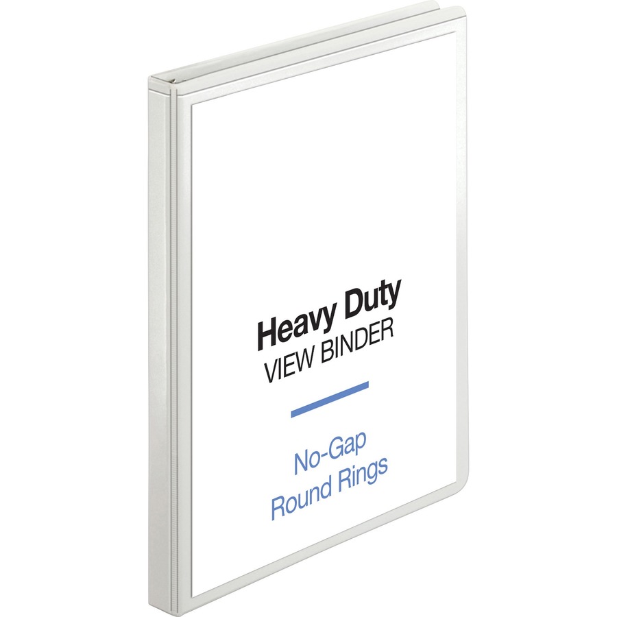 Business Source Round-ring View Binder - 1/2" Binder Capacity - Letter - 8 1/2" x 11" Sheet Size - 125 Sheet Capacity - Round Ring Fastener(s) - 2 Internal Pocket(s) - Polypropylene - White - Sturdy, Non-glare, Exposed Rivet, Durable, Wrinkle-free, Gap-free Ring, Clear Overlay, Non Locking Mechanism - 4 / Bundle
