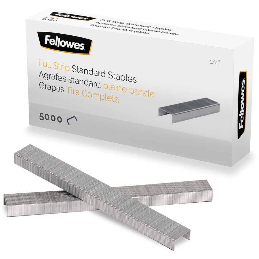 Fellowes " Full Strip of Staples 5000pk - 1/4" - for Paper - Silver1 Each