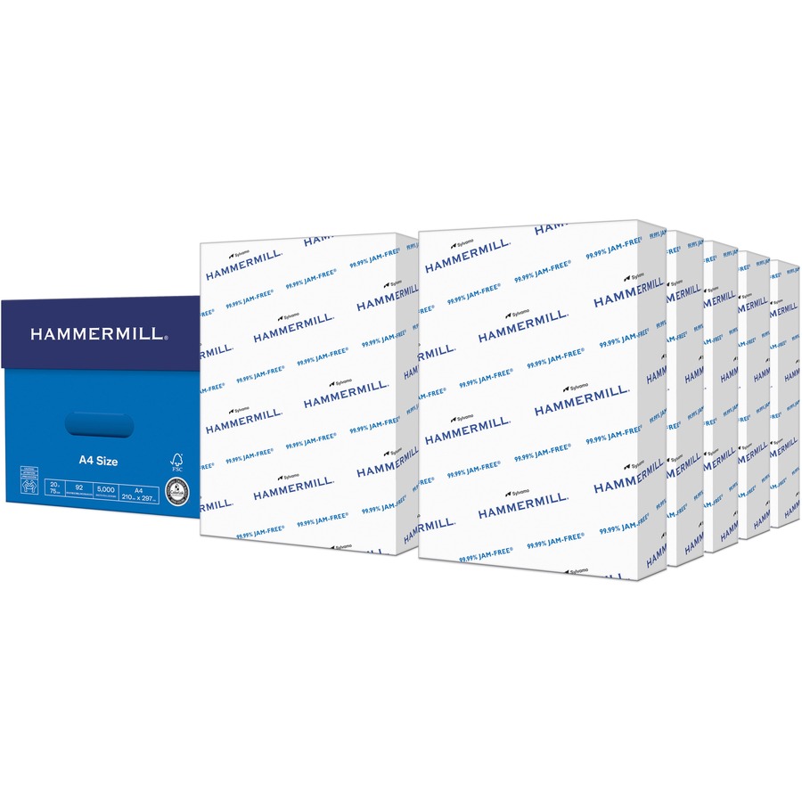 Hammermill Copy Plus Paper - White - A4 - 8 17/64" x 11 11/16" - 20 lb Basis Weight - 10 / Carton - FSC - Jam-free, Acid-free