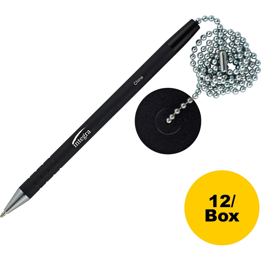 Integra Antimicrobial Rubber Barrel Counter Pen - Black - Rubber Barrel - 12 / Box