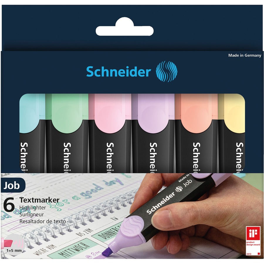 Rediform Job Pastel Highlighters - Chisel Marker Point Style - Pastel Turquoise, Pastel Vanilla, Pastel Peach, Pastel Rose, Pastel Lavender, Pastel Mint Green - Polypropylene Barrel - 6 / Set